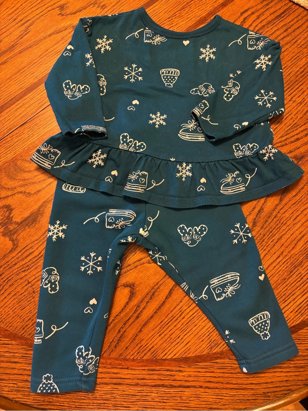 Girls Teal Winter Ice Skate Ruffle Set